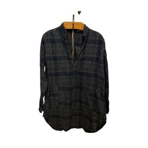 CP SHADES Linen Teton Tunic Olive Green Blue Medium